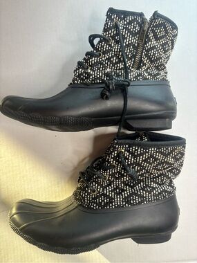 Sperry Top-Sider Women's Saltwater Tribal Print Duck Boots sz 8